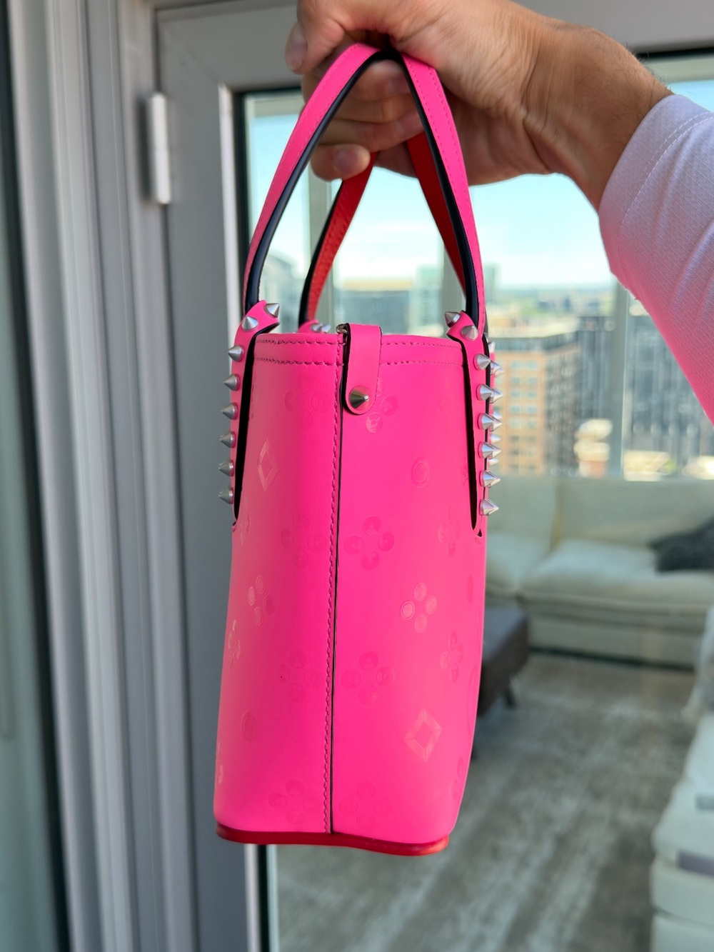 Originally $1550 🔥Christian Louboutin Cabata Pink Shoulder Bag Purse Tote - Picture 6 of 9